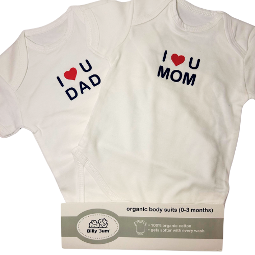 Billy Bum - Slogan Bodysuit - Love u Mom Dad (White)